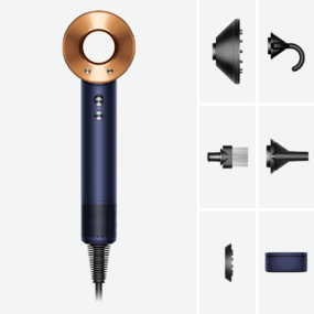 GIFT EDITION Uscător de păr Dyson Supersonic HD07, Albastru de Prusia/Cupru intens + Cutie depozitare